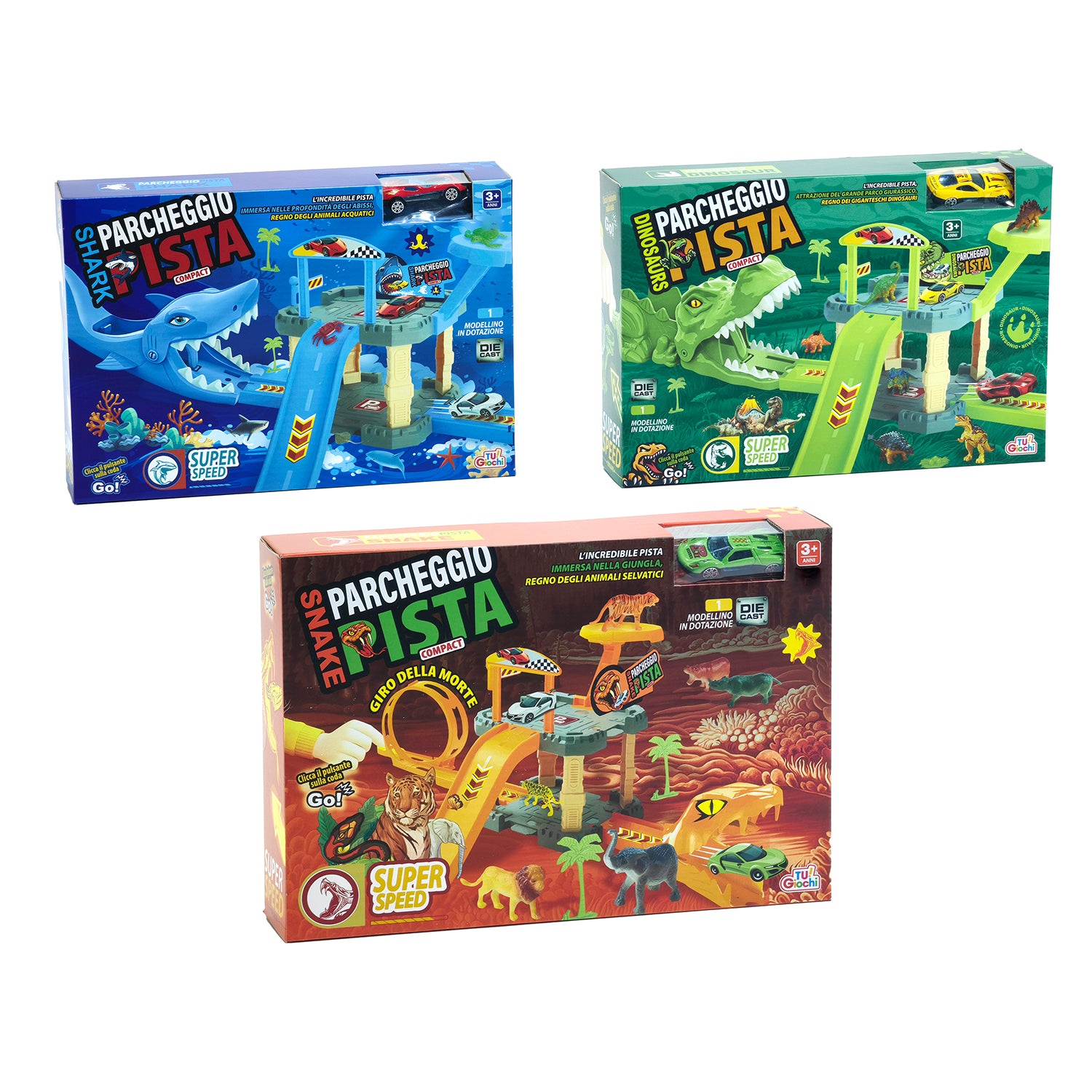 TU GIOCHI - Parcheggio Pista Super Speed - Shark / Dinosaurs / Snake