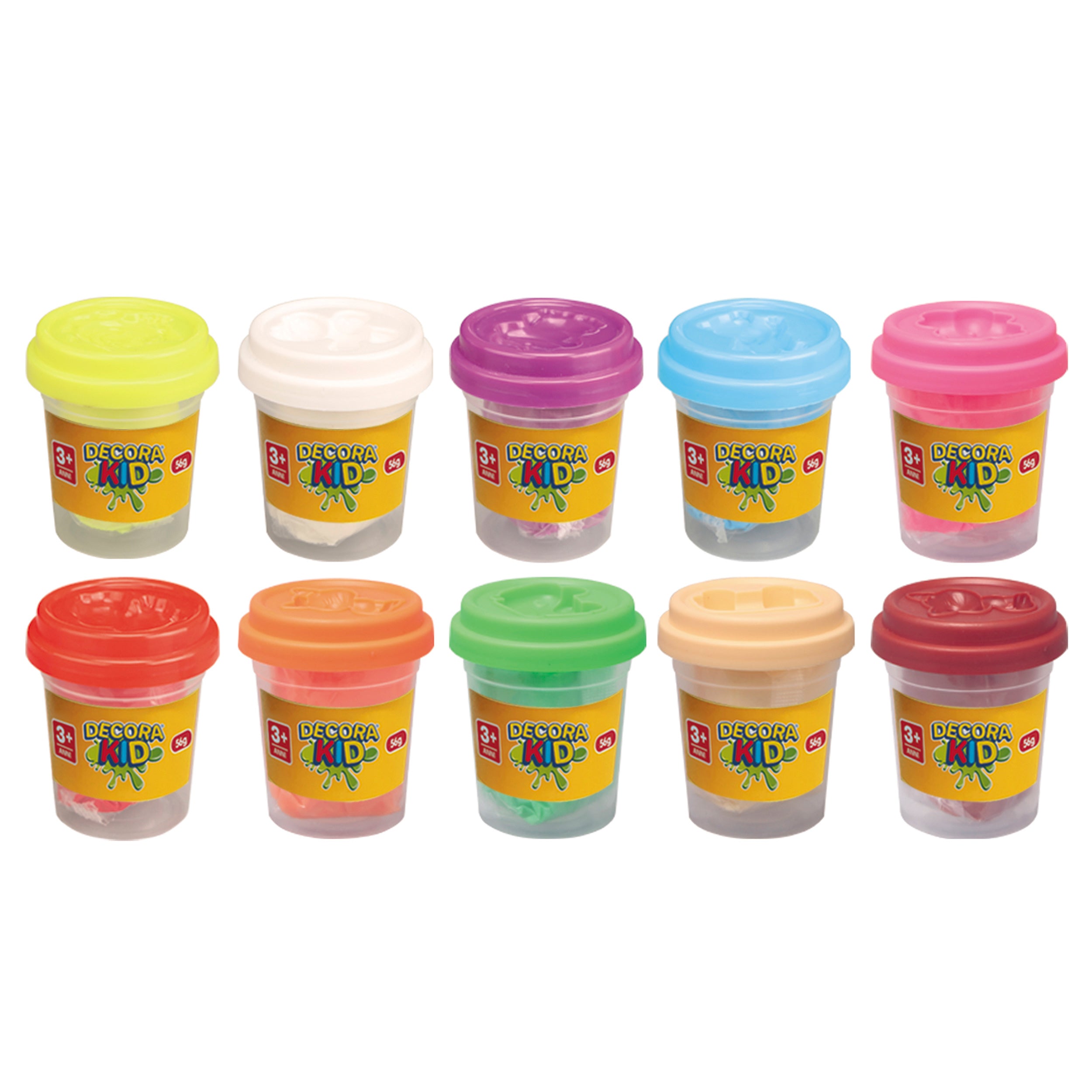 TU GIOCHI - Decora Kid Plastilina Colorata 10 Vasetti con Formine