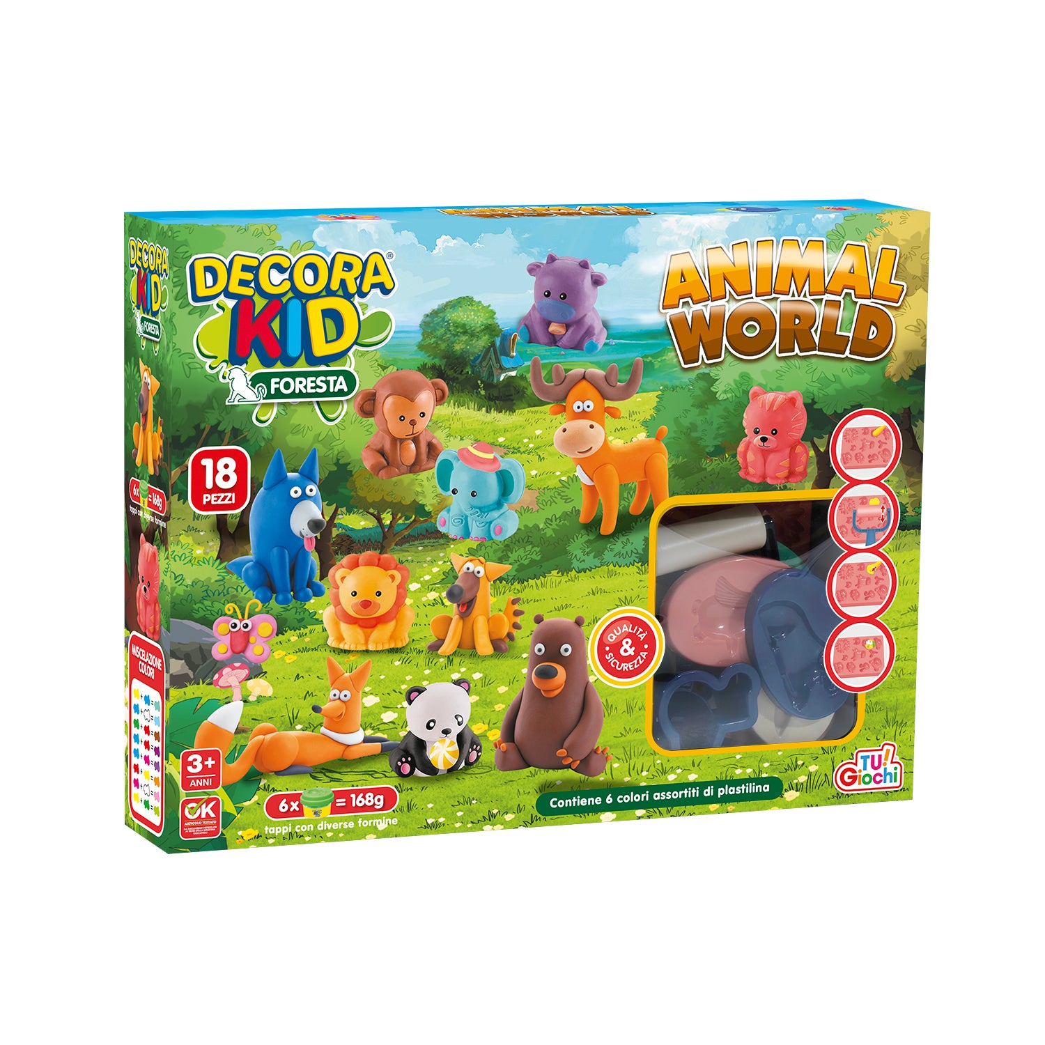 TU GIOCHI - Decora Kid Foresta Animal World - Set Creativo con Plastilina 18 Pezzi
