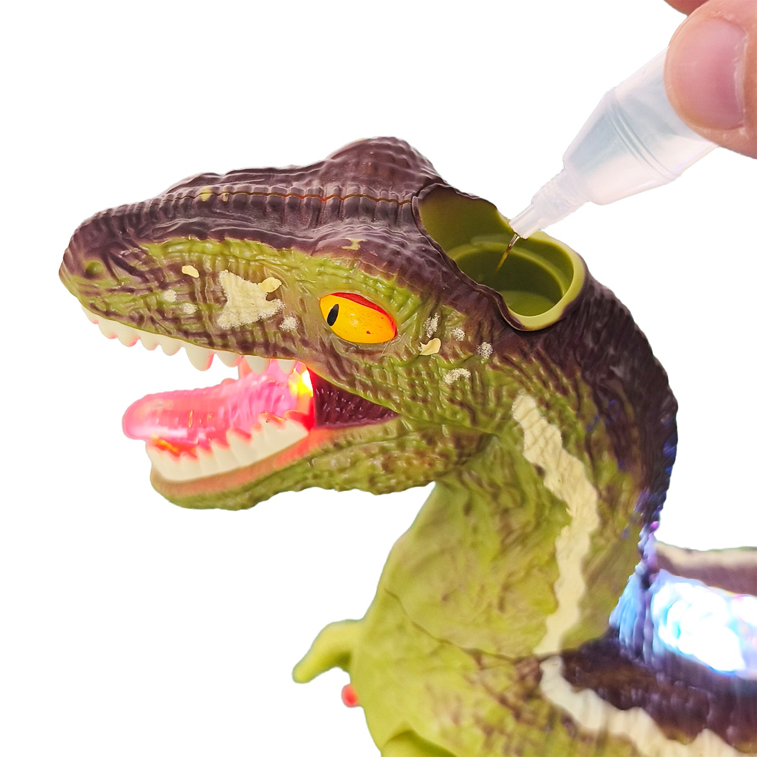 TU GIOCHI - Dinosaur World Raptor Radiocomandato 2,4 GHz con Controller Giroscopico, Spray e Luci 5+ Anni