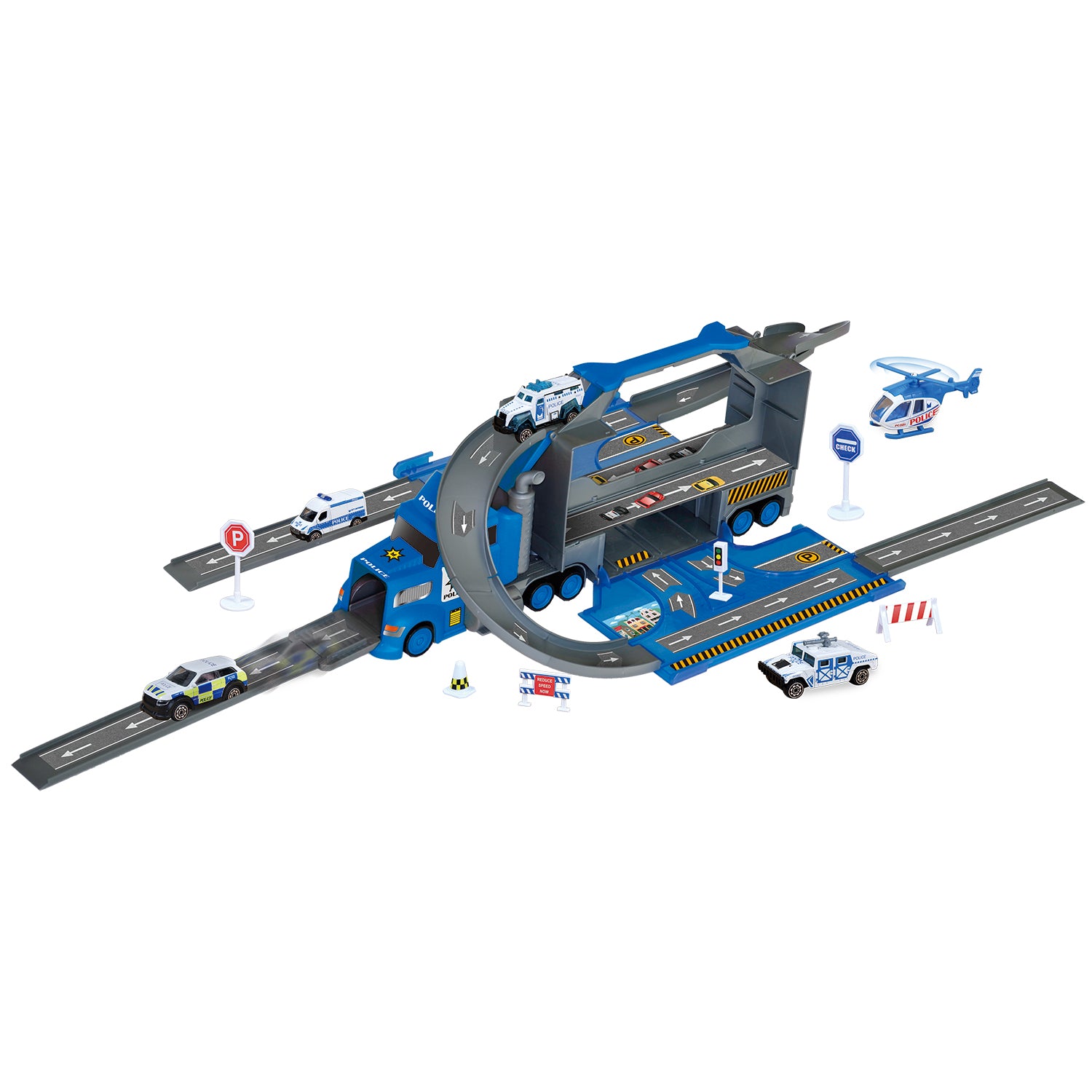 TU GIOCHI - Camion Container Trasformabile 2 in 1 con Pista e Veicoli 3+ Anni