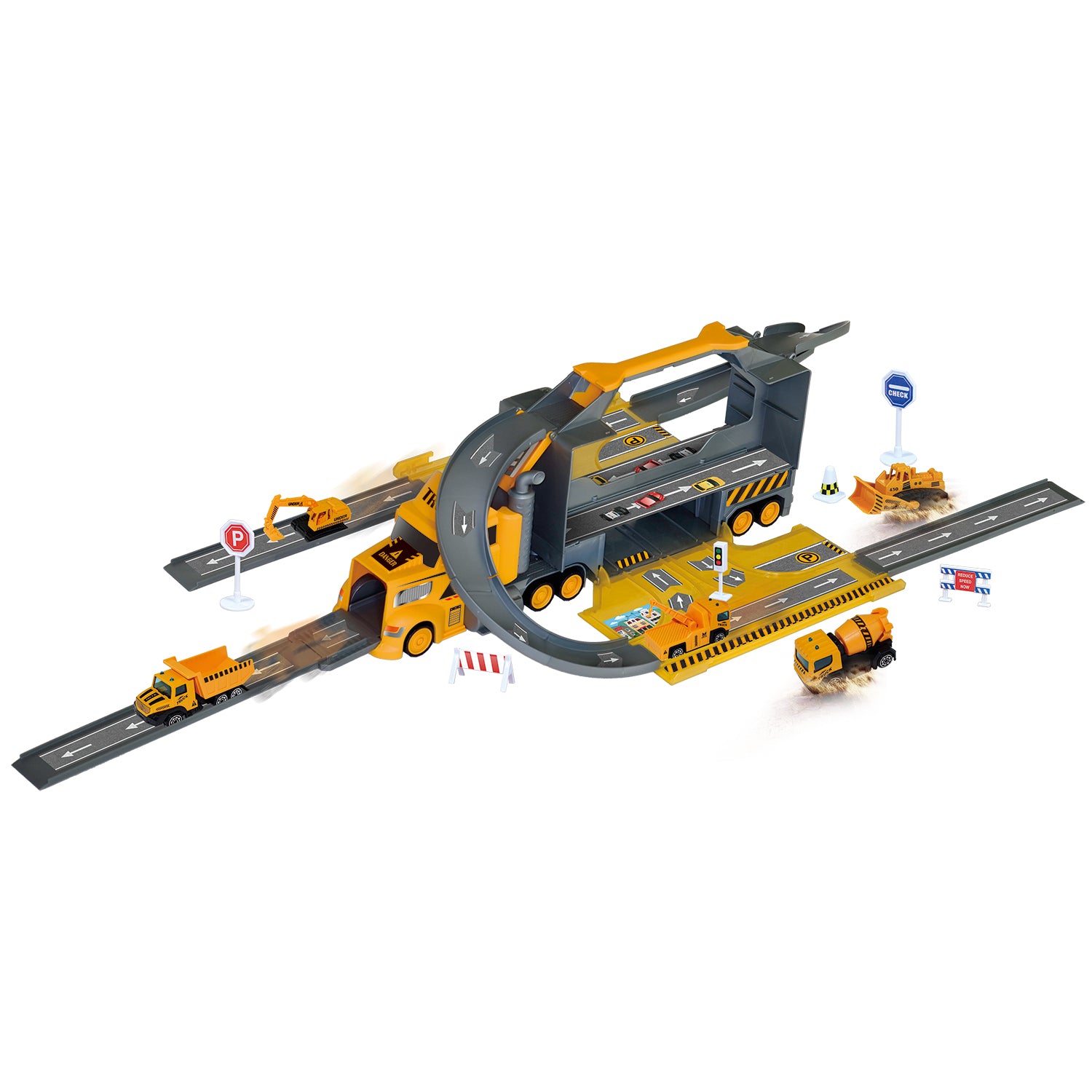 TU GIOCHI - Camion Container Trasformabile 2 in 1 con Pista e Veicoli 3+ Anni