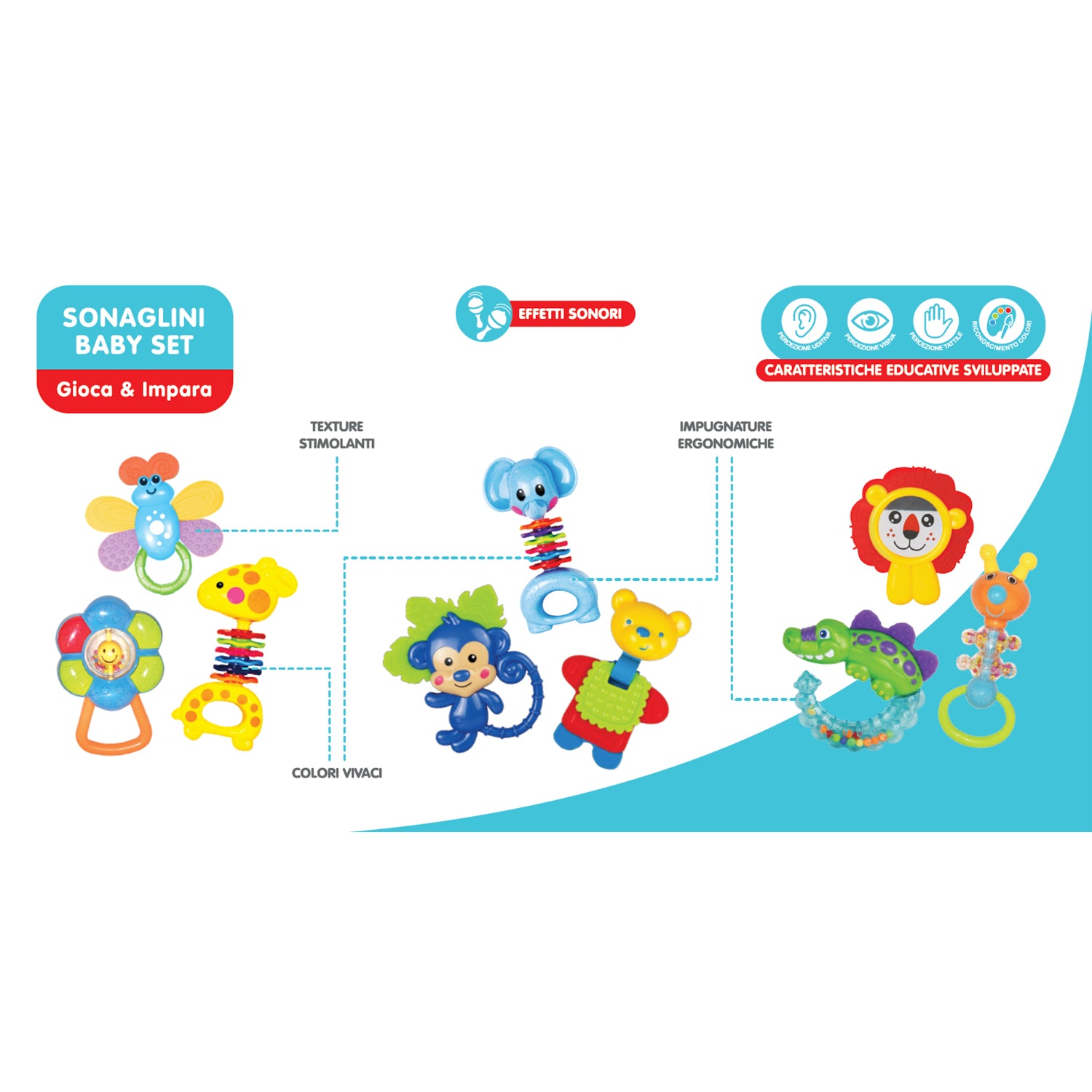 TU GIOCHI - Set Sonaglini Baby Gioca & Impara 6+ Mesi