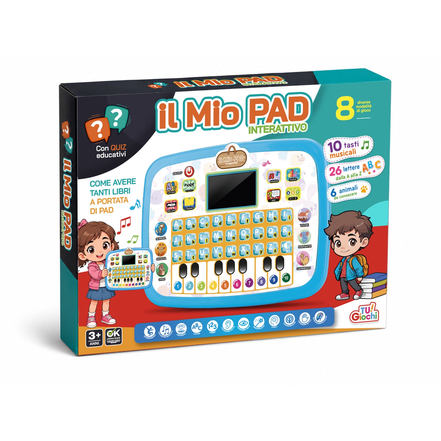TU GIOCHI - Il Mio Pad Interattivo Educativo con Quiz, Musica e Tastiera 3+ Anni