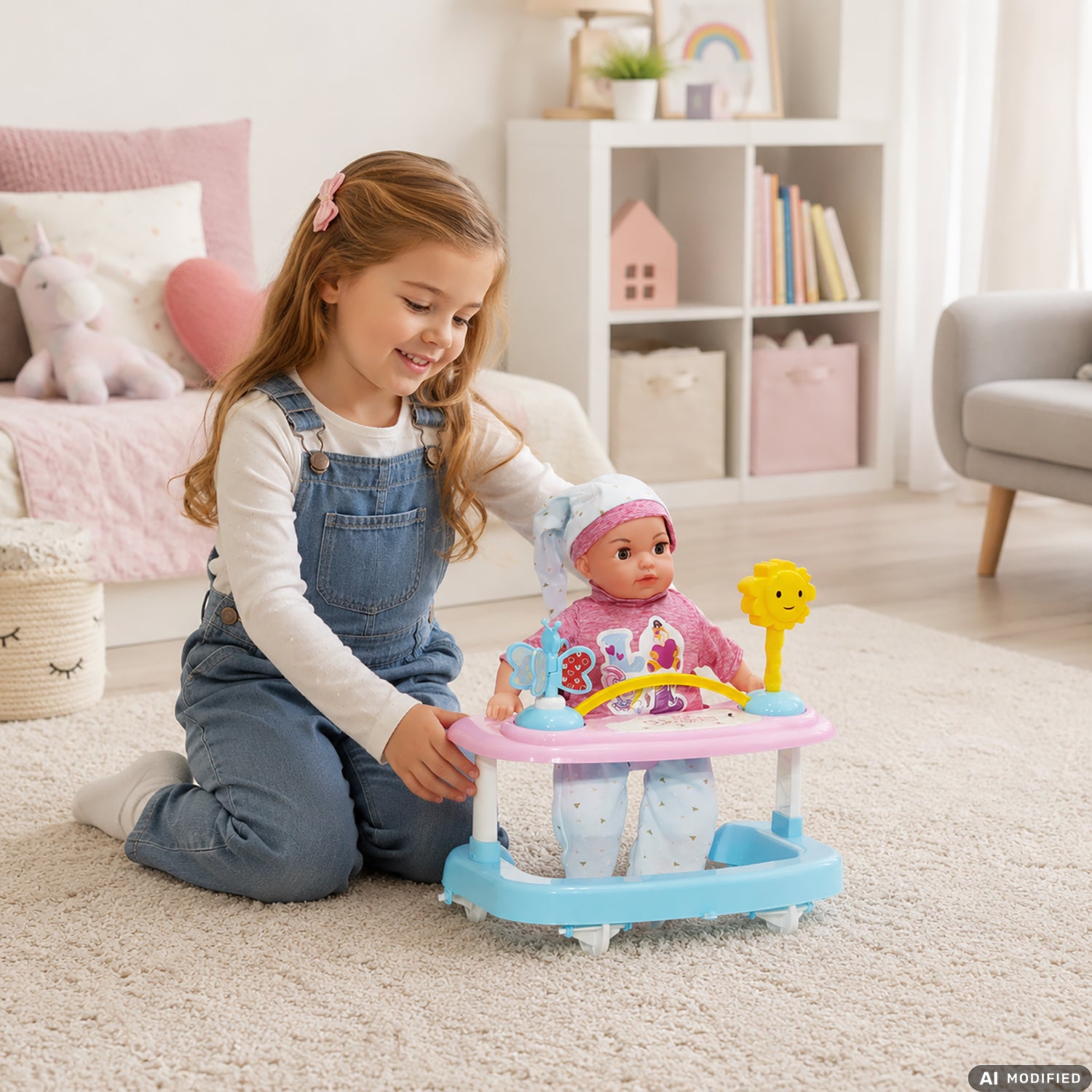 TU GIOCHI - Daisy Girello Sprint Luminoso e Musicale con Bambola e 12 Suoni 3+ Anni