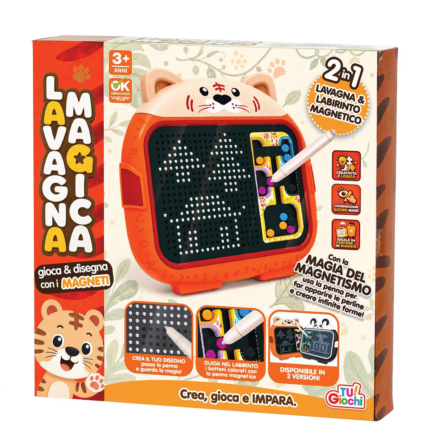 TU GIOCHI - Lavagna Magnetica 2 in 1 con Labirinto e Penna Magnetica 3+ Anni