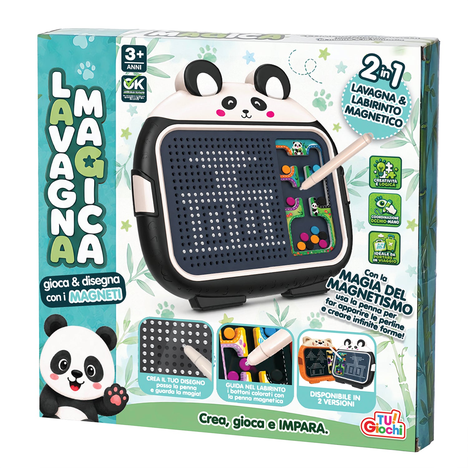 TU GIOCHI - Lavagna Magnetica 2 in 1 con Labirinto e Penna Magnetica 3+ Anni