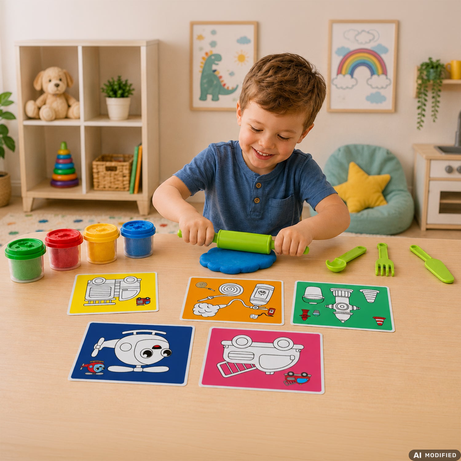 TU GIOCHI - Decora Kid Crea & Modella Set Creativo con 10 Cards e 4 Vasetti di Pasta Modellabile 3+ Anni