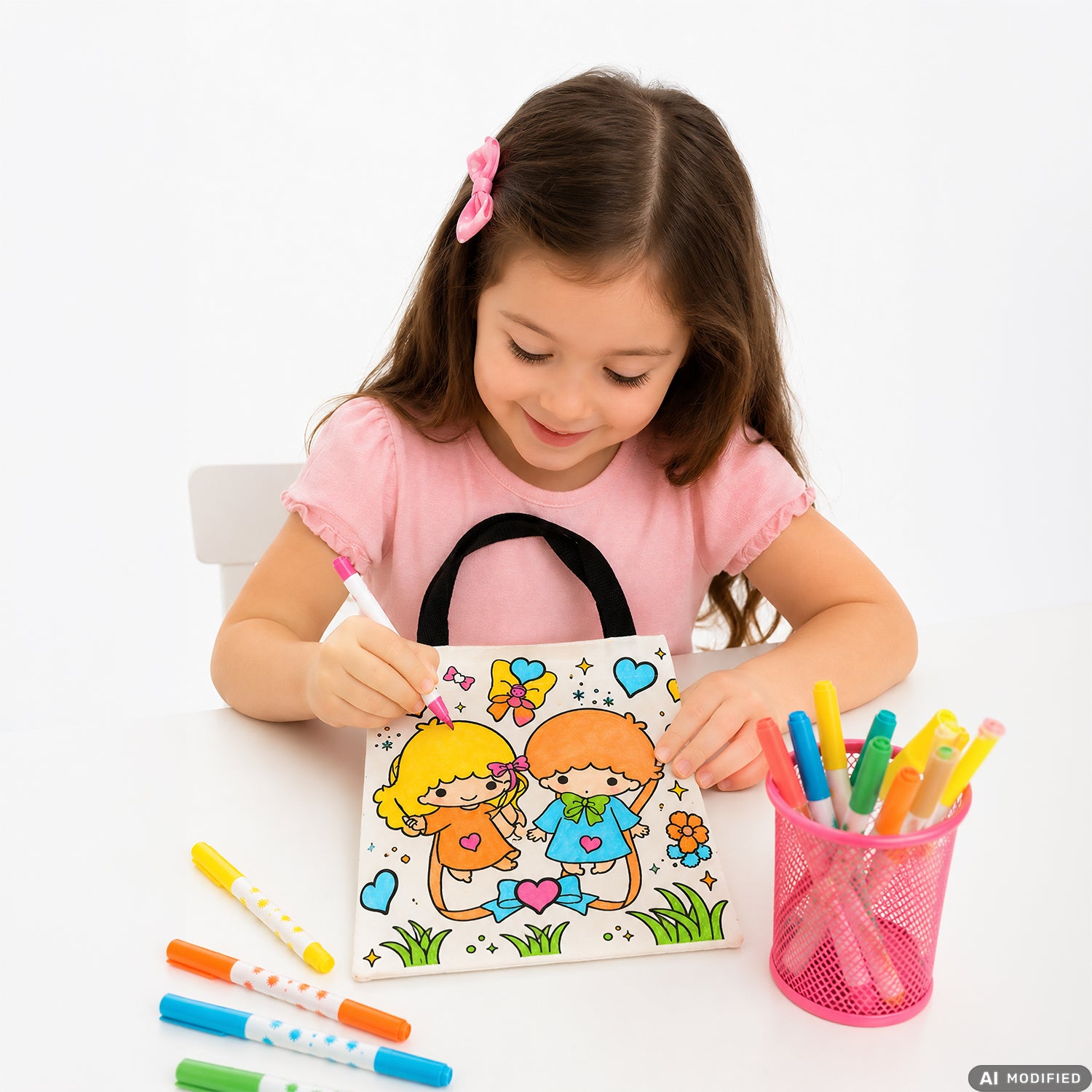 TU GIOCHI - Fashion Colora Look Bambola con Borsa e Vestito da Colorare, 5 Pennarelli e Accessori 3+ Anni