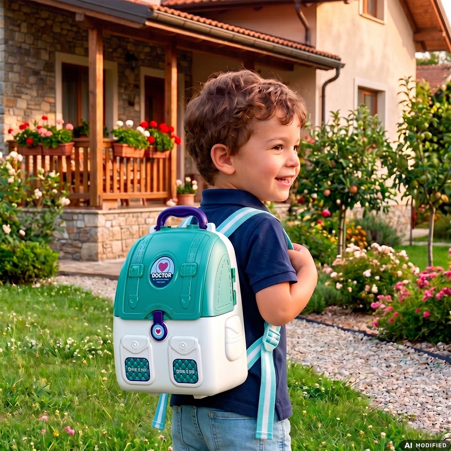 TU GIOCHI - Zainetto 3 in 1 Trasformabile con Playset, Luci e Suoni, 80+ Pezzi 3+ Anni