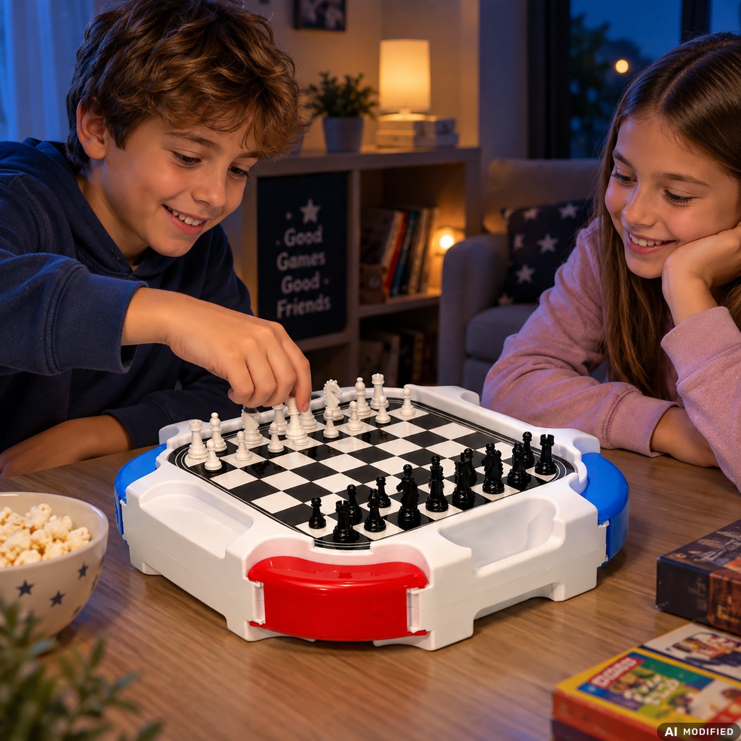 TU GIOCHI - Mini Giochi 5 in 1 da Tavolo 3+ Anni - Dama, Gioco dell’Oca, Parchis, Scacchi e Ludo con Lanciadado Automatico