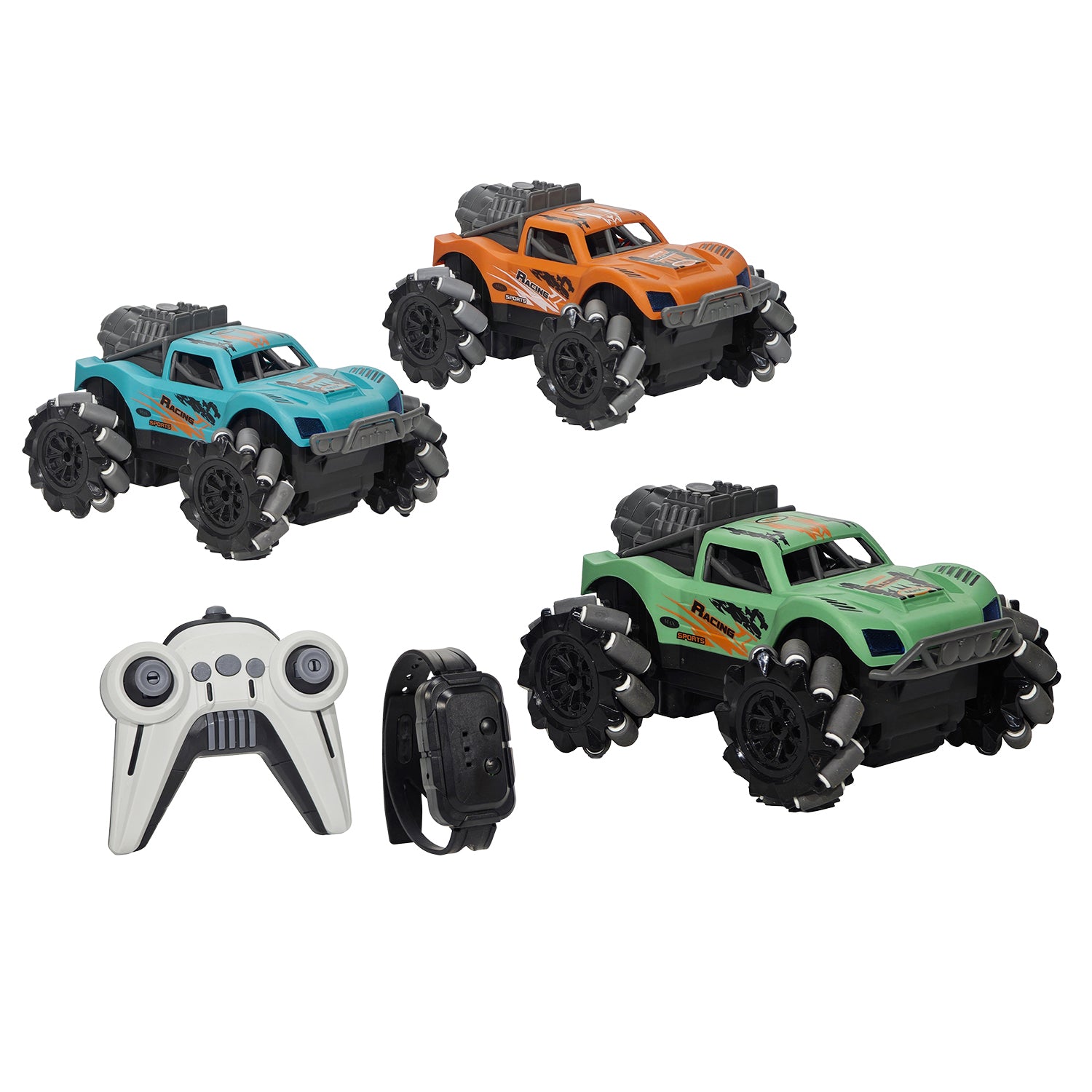 TU GIOCHI - Crawl Spray Stunt Car Radiocomandata 2,4 GHz con Spray Luminoso e Controllo da Polso 5+ Anni
