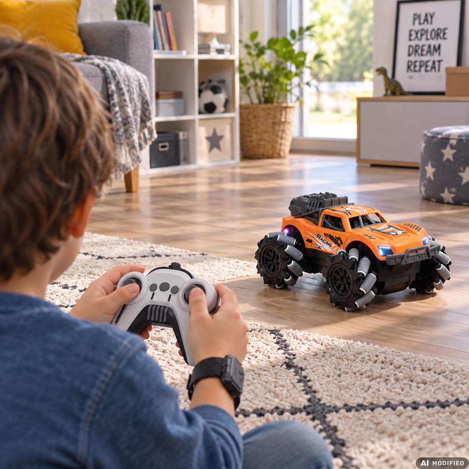TU GIOCHI - Crawl Spray Stunt Car Radiocomandata 2,4 GHz con Spray Luminoso e Controllo da Polso 5+ Anni