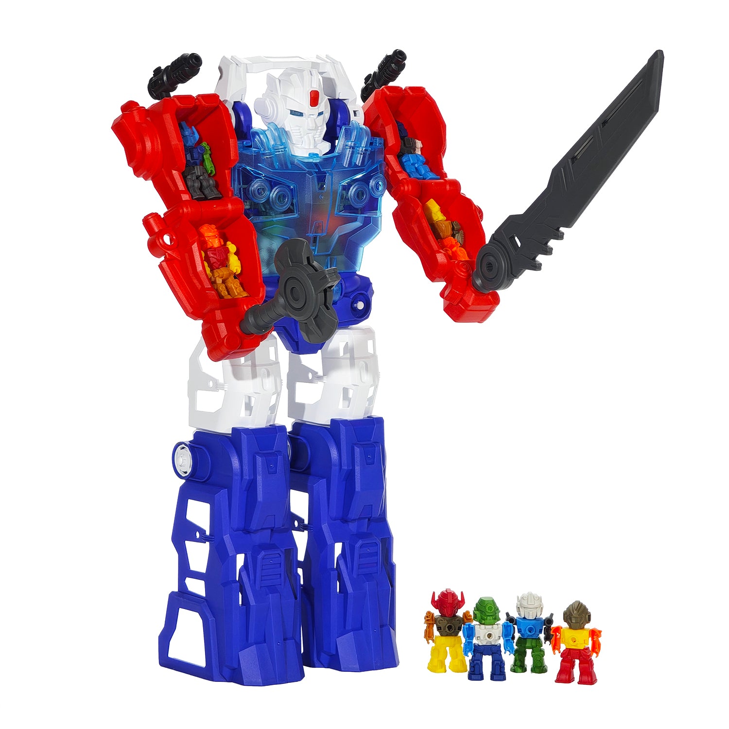 TU GIOCHI - Robot Trasformabile 2 in 1 con 10 Mini Robot, Luci e Suoni 3+ Anni
