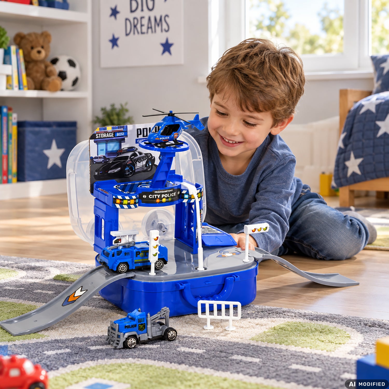 TU GIOCHI - Mini Storage Garage 2 in 1 Playset Portatile con Veicoli 3+ Anni