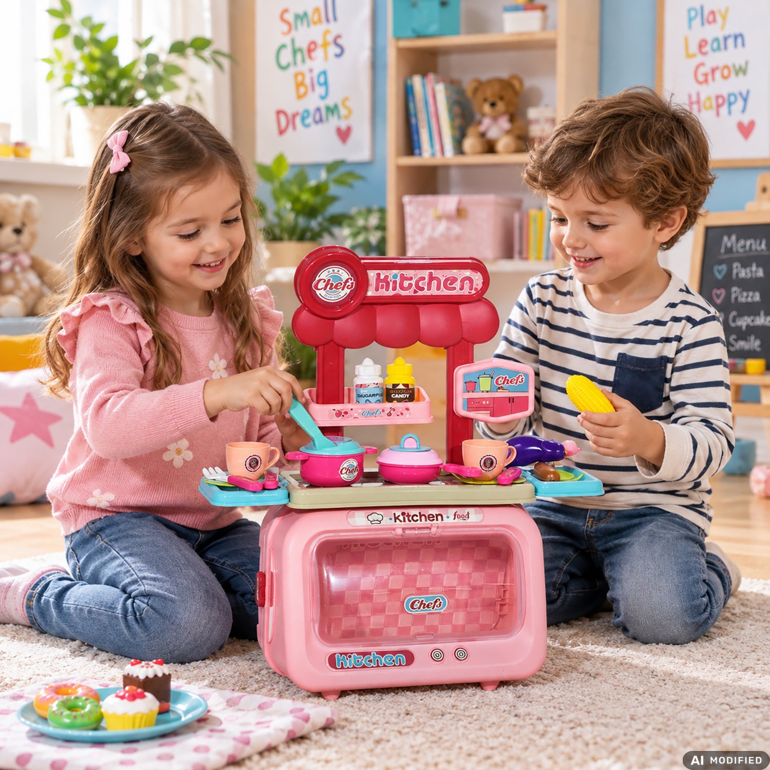 TU GIOCHI - Set Cucina Giocattolo 2 in 1 Trasformabile in Valigetta con Accessori 3+ Anni