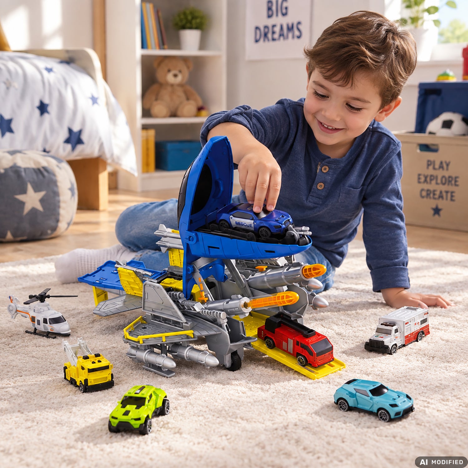 TU GIOCHI - Jet Trasformabile in Base Operativa con 5 Veicoli e Sistema Lanciamissili 3+ Anni