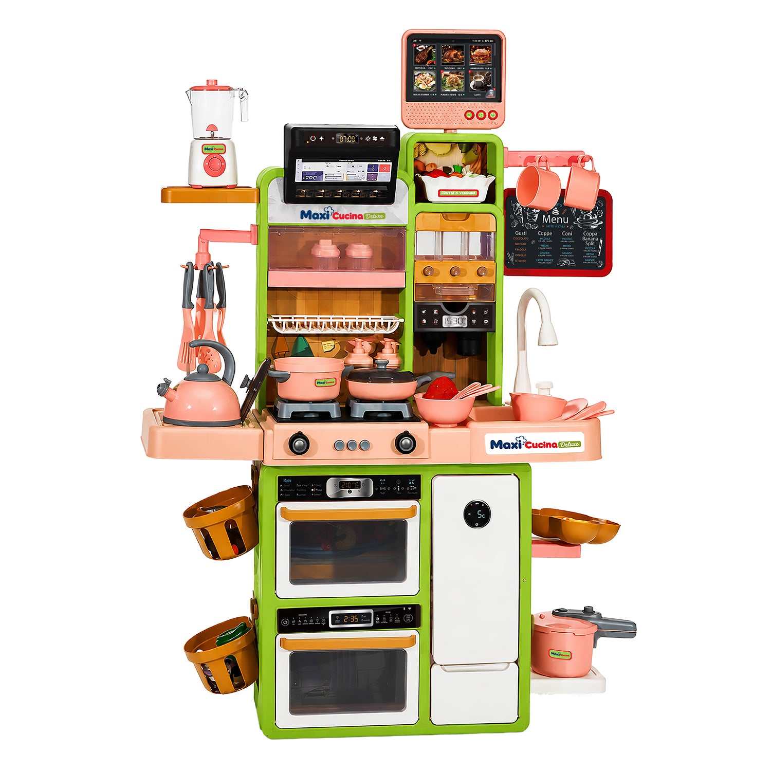 TU GIOCHI - Maxi Cucina Deluxe Giocattolo con Acqua, Vapore, Luci e Suoni 3+Anni - h94x68,5x23,5 cm
