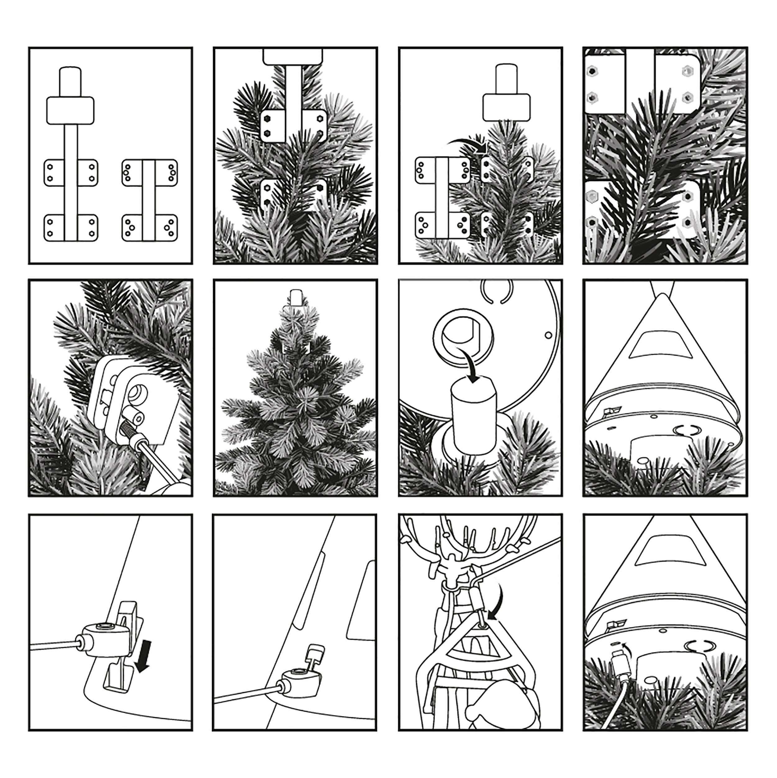 VESTIAMO CASA GRAN NATALE - Puntale Rotante per Albero di Natale con Slitte di Babbo Natale, Stella LED, Musica e Alimentazione USB h41x65 cm