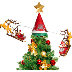 VESTIAMO CASA GRAN NATALE - Puntale Rotante con Slitte per Albero di Natale - h41x65 cm