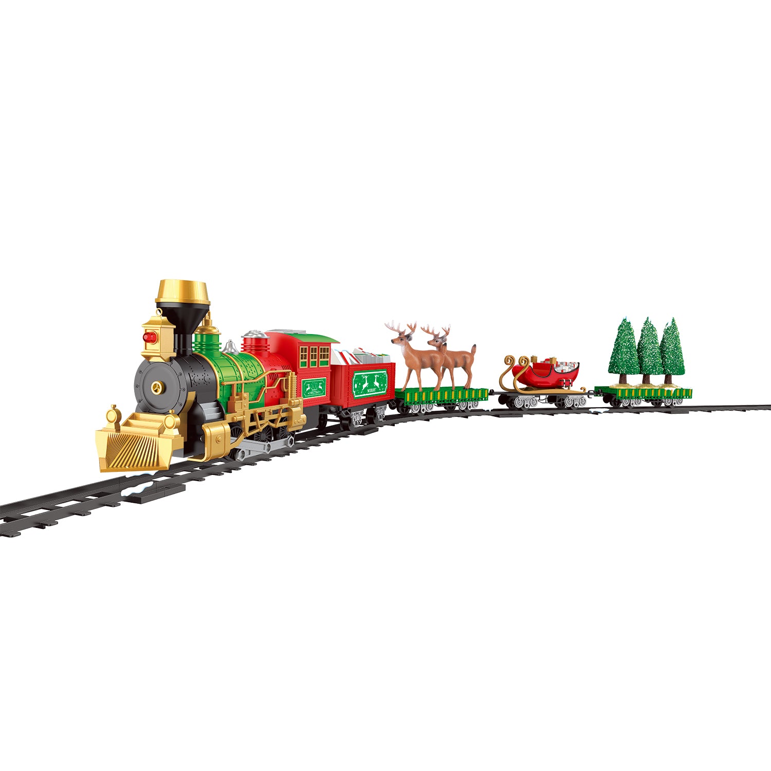 VESTIAMO CASA GRAN NATALE - Treno Express Natalizio Christmas con Effetto Fumo, Luci, Suoni e Binari Modulari 22 Pezzi