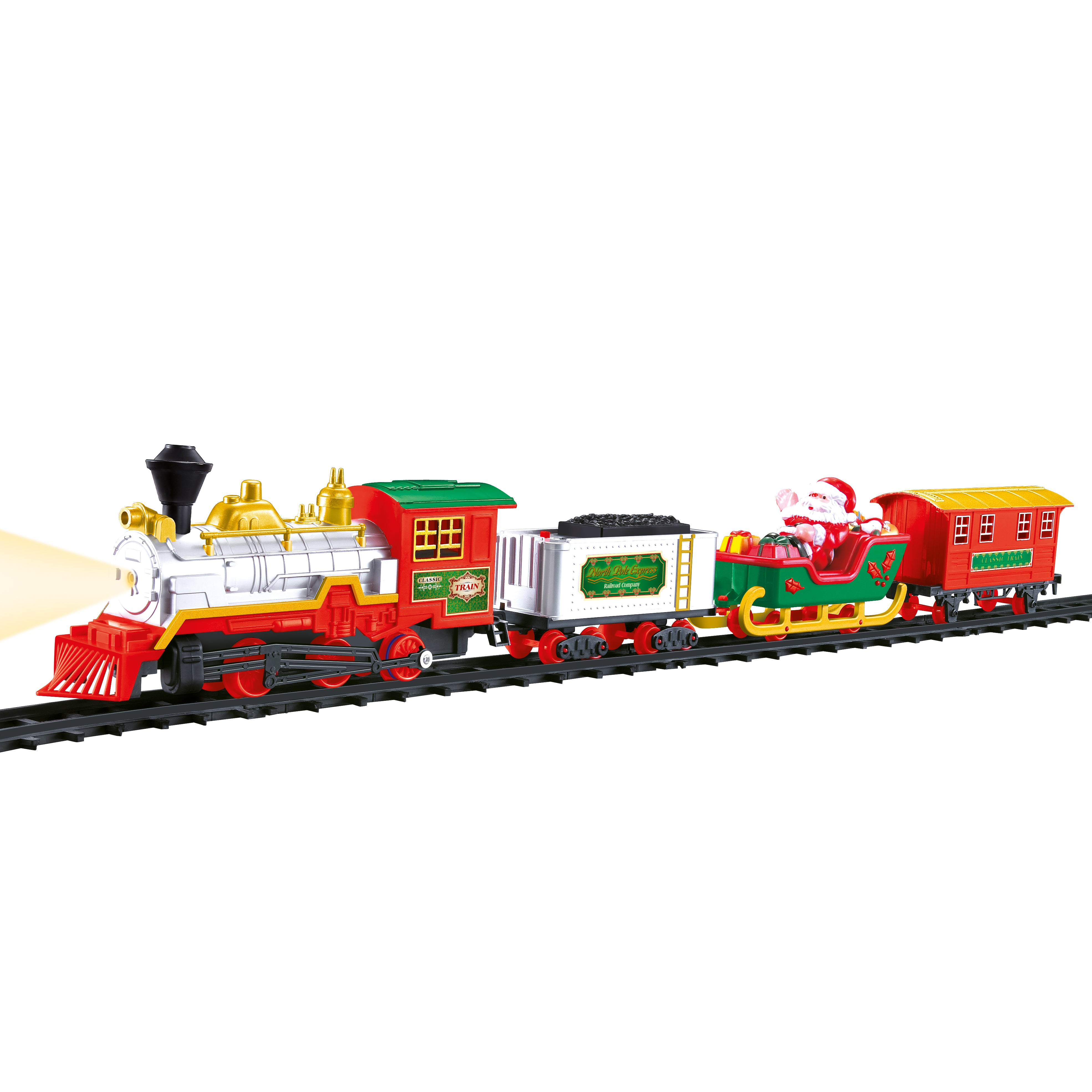 VESTIAMO CASA GRAN NATALE - Trenino di Babbo Natale Polo Nord Express con Luci, Suoni e Binari Modulari 20 Pezzi
