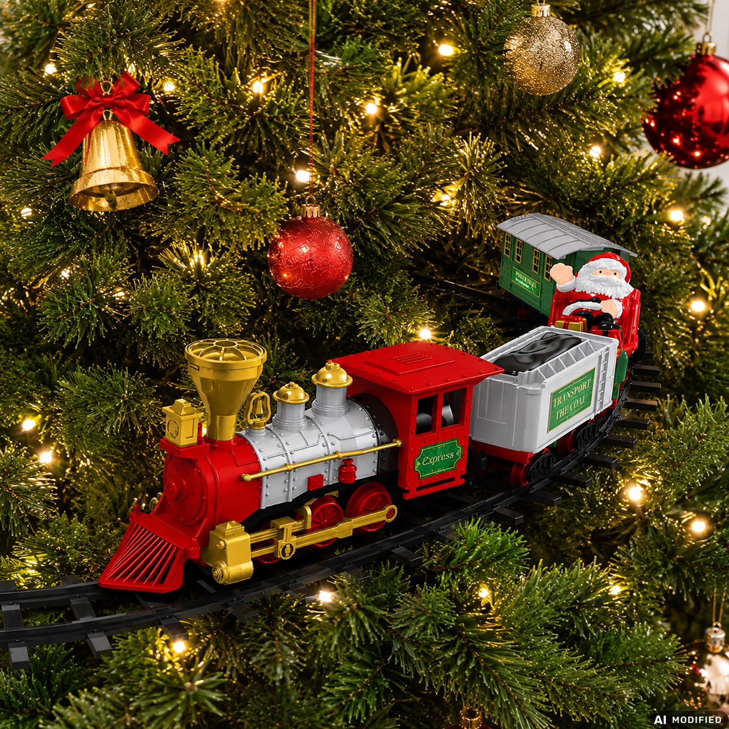 VESTIAMO CASA GRAN NATALE - Treno Christmas Sospeso per Albero con Luci, Suoni 21 Pezzi