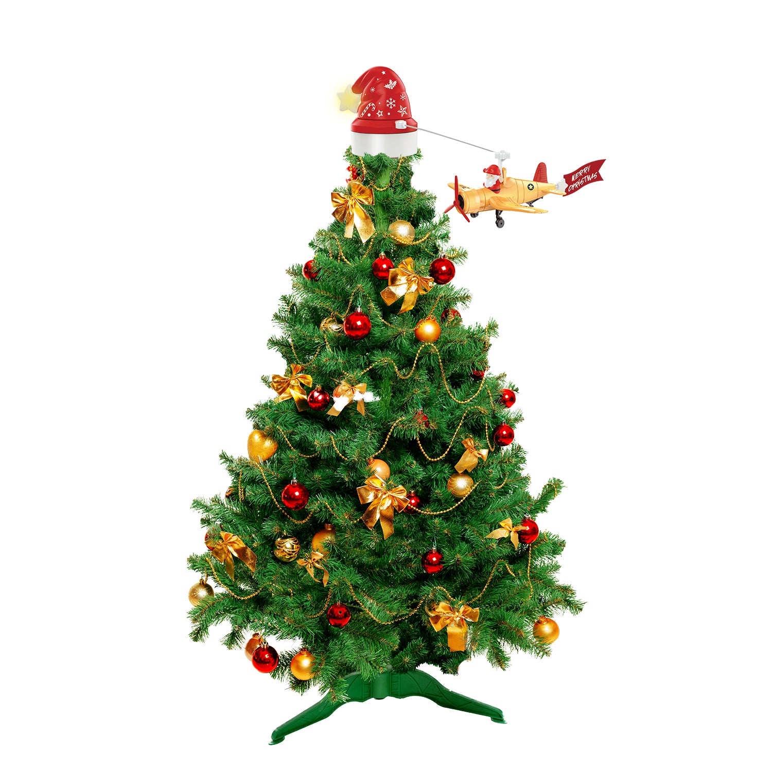 VESTIAMO CASA GRAN NATALE - Puntale Rotante con Aeroplano e Stella Luminosa