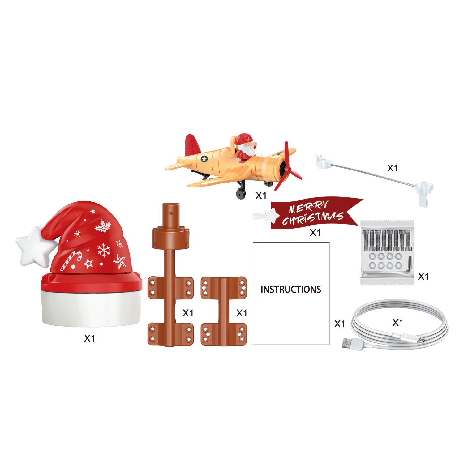 VESTIAMO CASA GRAN NATALE - Puntale Rotante con Aeroplano e Stella Luminosa