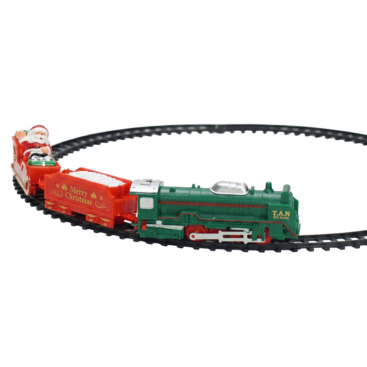VESTIAMO CASA GRAN NATALE - Trenino Natalizio Express con Locomotiva, Slitta di Babbo Natale, Luci LED, Suoni Reali e 3 Circuiti di Montaggio 23 Pezzi