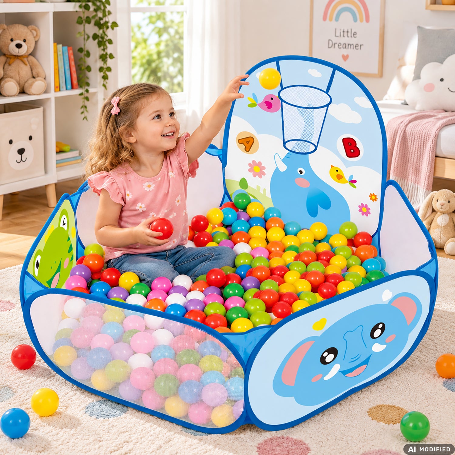 TU GIOCHI - Color Bowl Piscina di Palline con Canestro e 50 Palline 3+ Anni