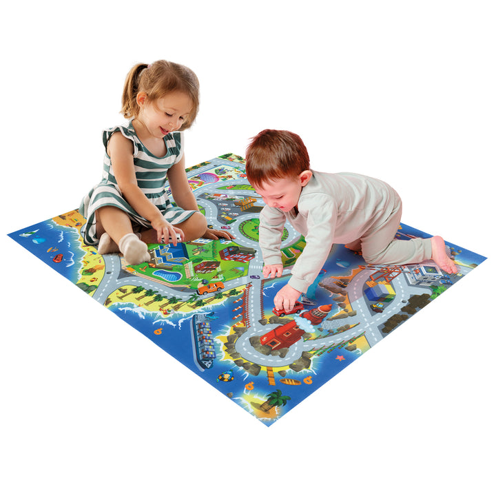 TU GIOCHI - Tappeto Gioco con 4 automobiline e accessori 120x80 cm - Gioca & Impara