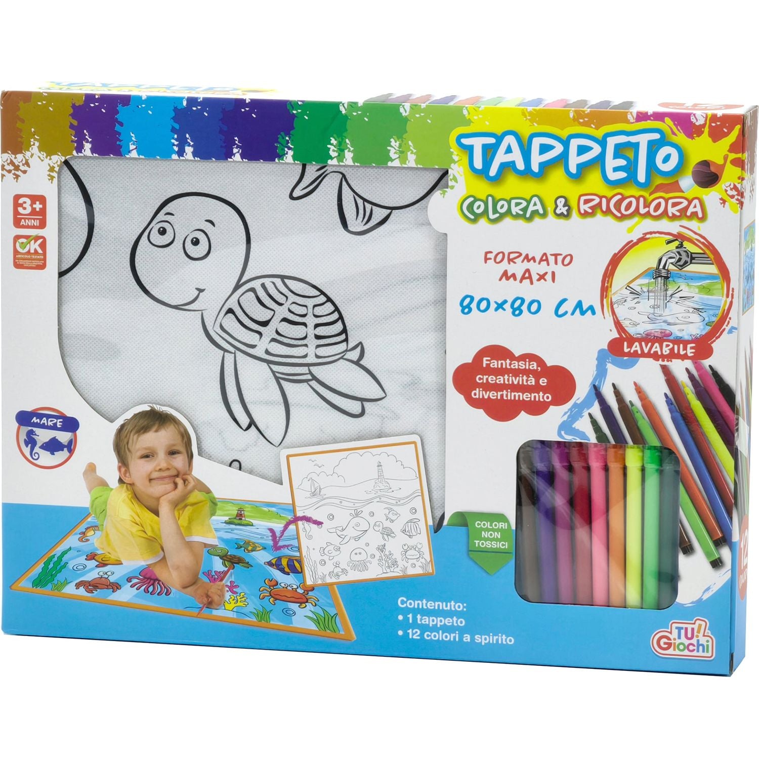 TU GIOCHI - Tappeto Colora & Ricolora 80x80 cm