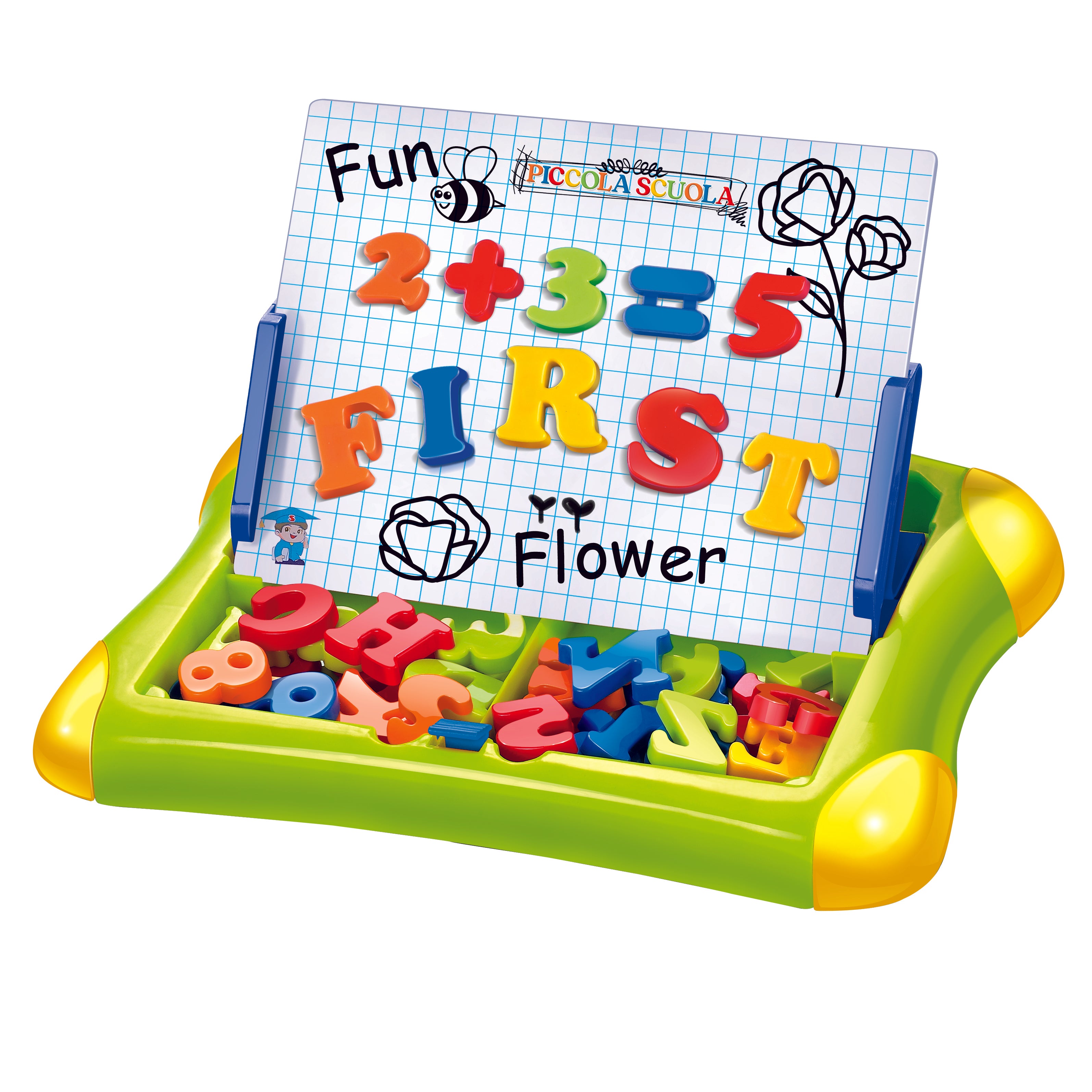 TU GIOCHI - Lavagna Magnetica da disegno 2 in 1 Piccola Scuola 55 pezzi