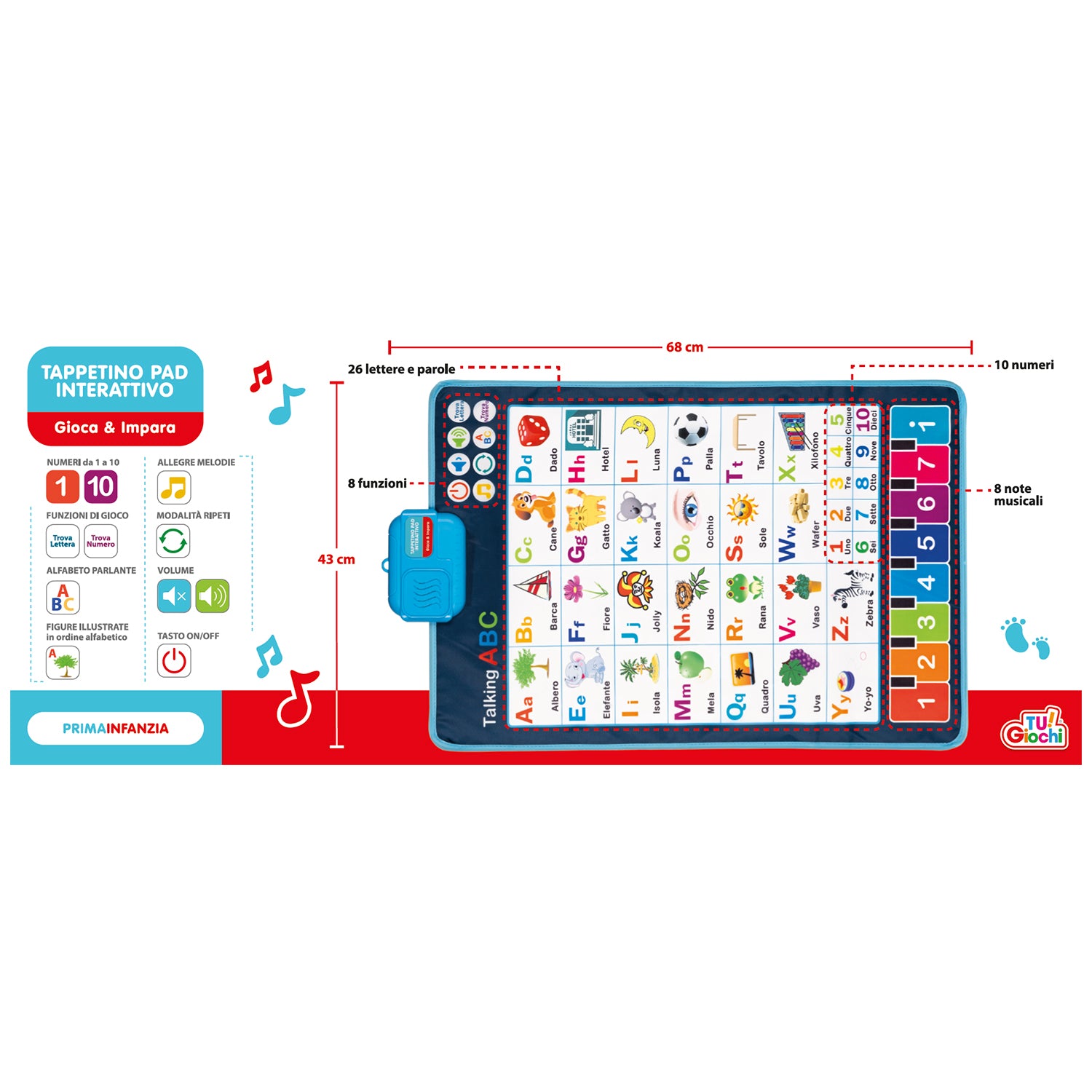 TU GIOCHI - Tappetino Pad Interattivo - Gioca & Impara