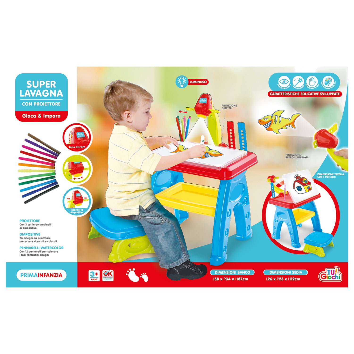 TU GIOCHI - Super Lavagna con Proiettore - Gioca & Impara