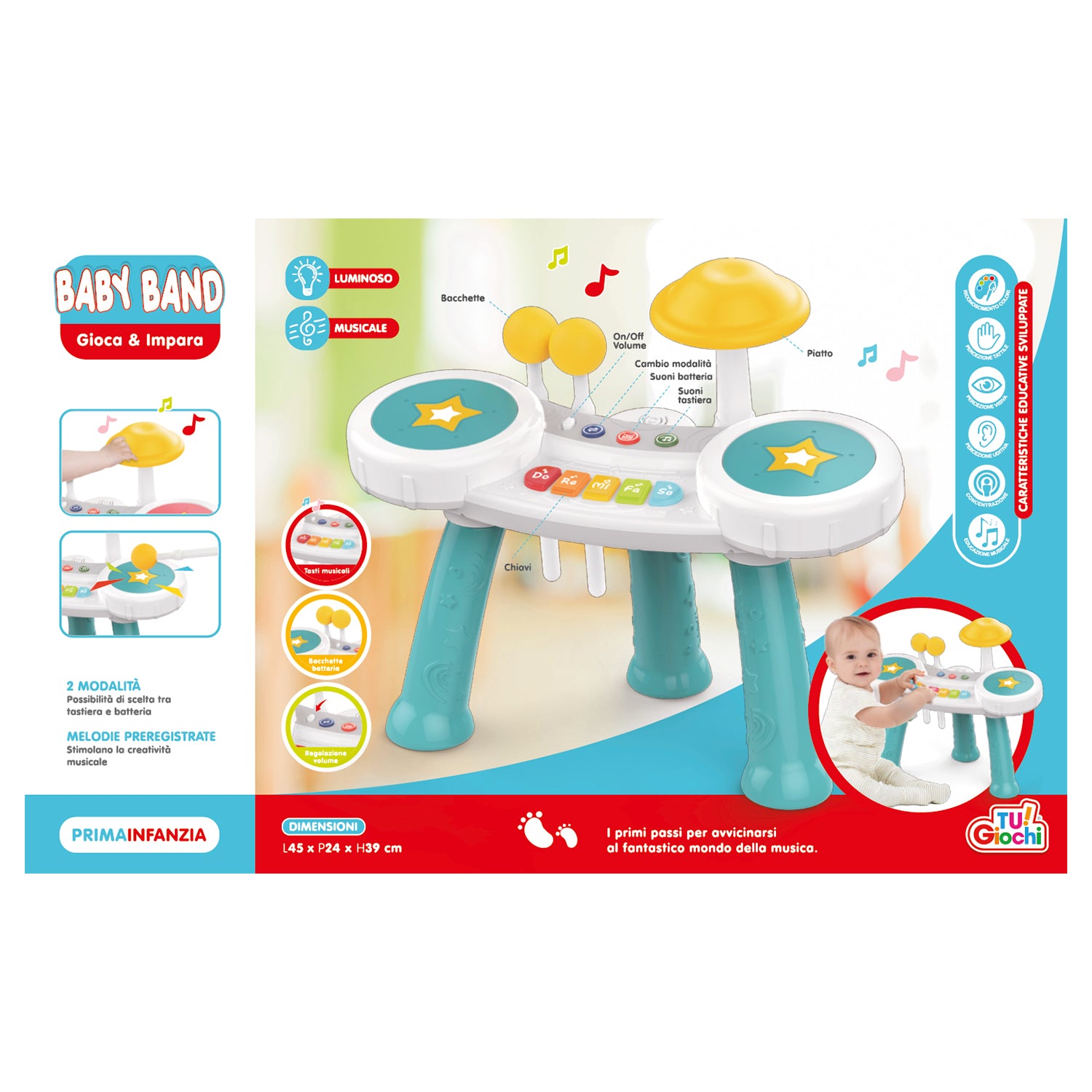 TU GIOCHI - Tastiera e Batteria Baby Band - Gioca & Impara