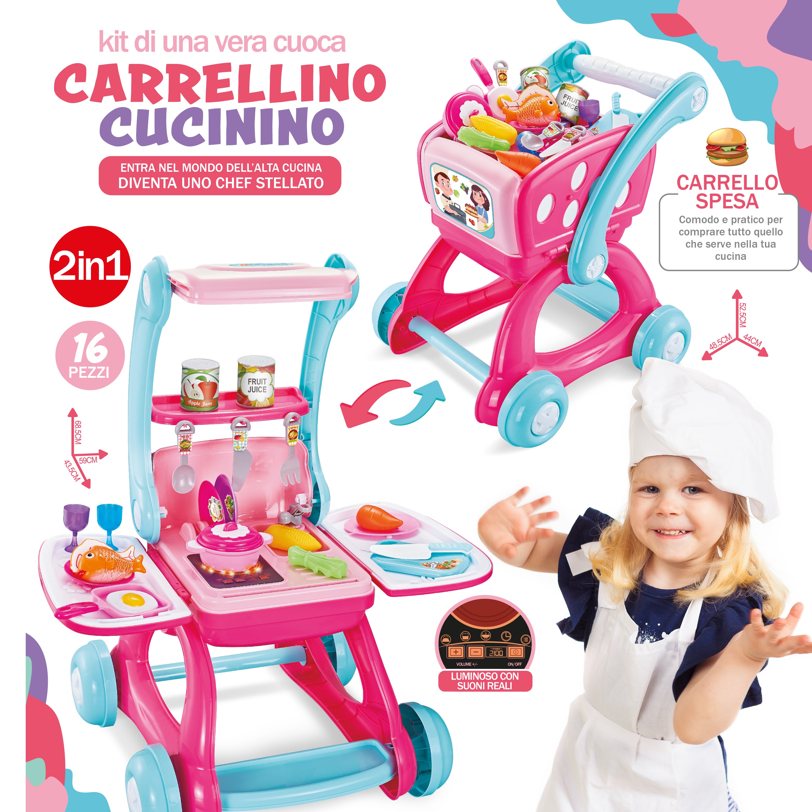 TU GIOCHI - Carrellino Cucinino 2 in 1