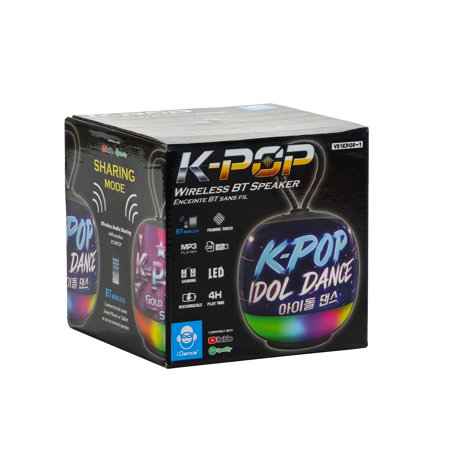 IDANCE - Speaker Bluetooth K-Pop con Luci LED Disco 50 W - IPX4, USB/TF, AUX e Sharing Mode