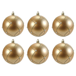 VESTIAMO CASA GRAN NATALE - Palle di Natale Champagne con Perle diametro 8 cm - set 6 pezzi