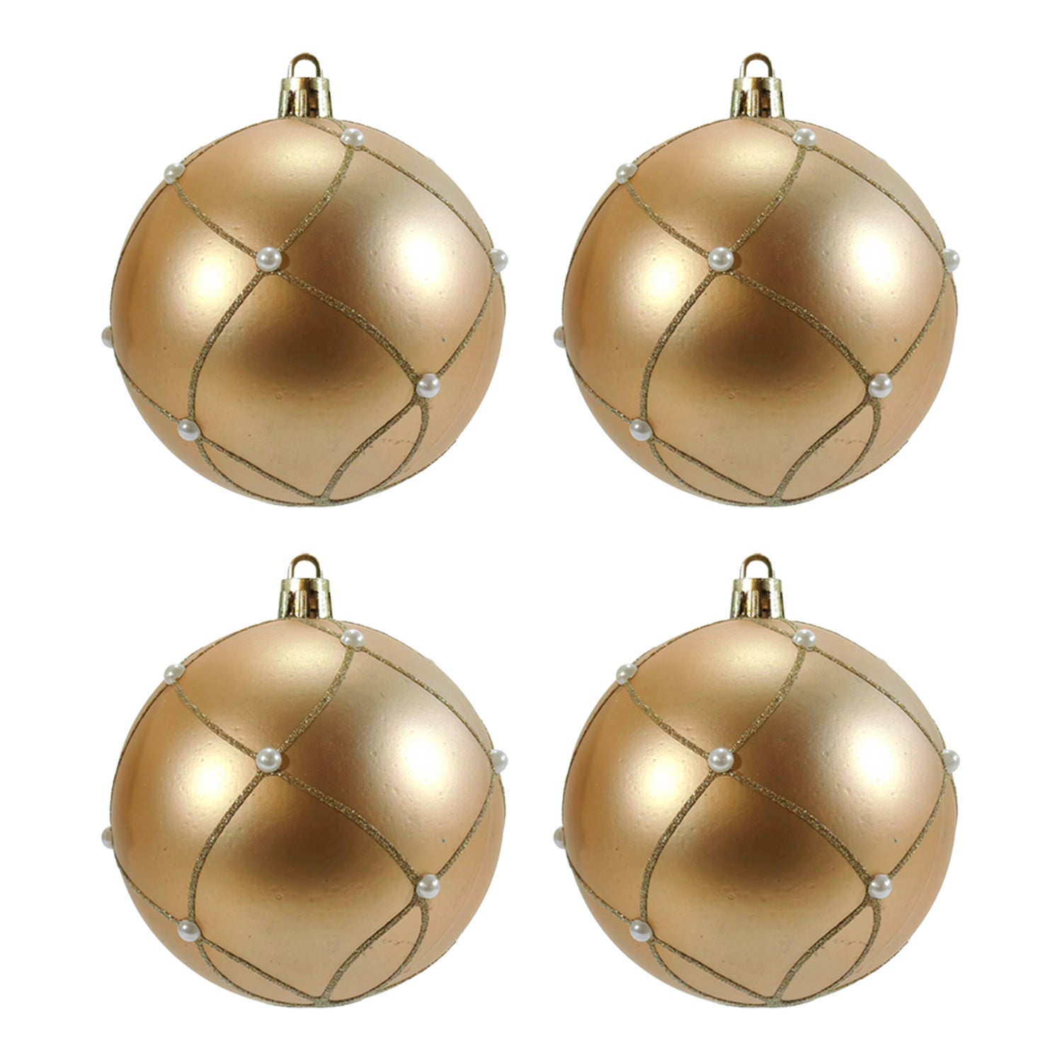 VESTIAMO CASA GRAN NATALE - Palle di Natale Oro con Perle diametro 10 cm - set 4 pezzi