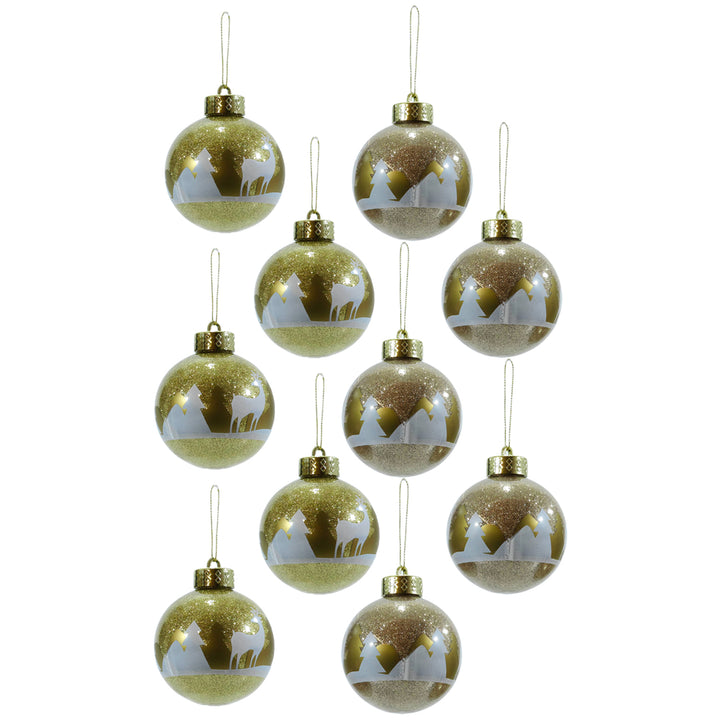 VESTIAMO CASA GRAN NATALE - Palle di Natale Oro e Champagne diametro 6 cm - set 10 pezzi