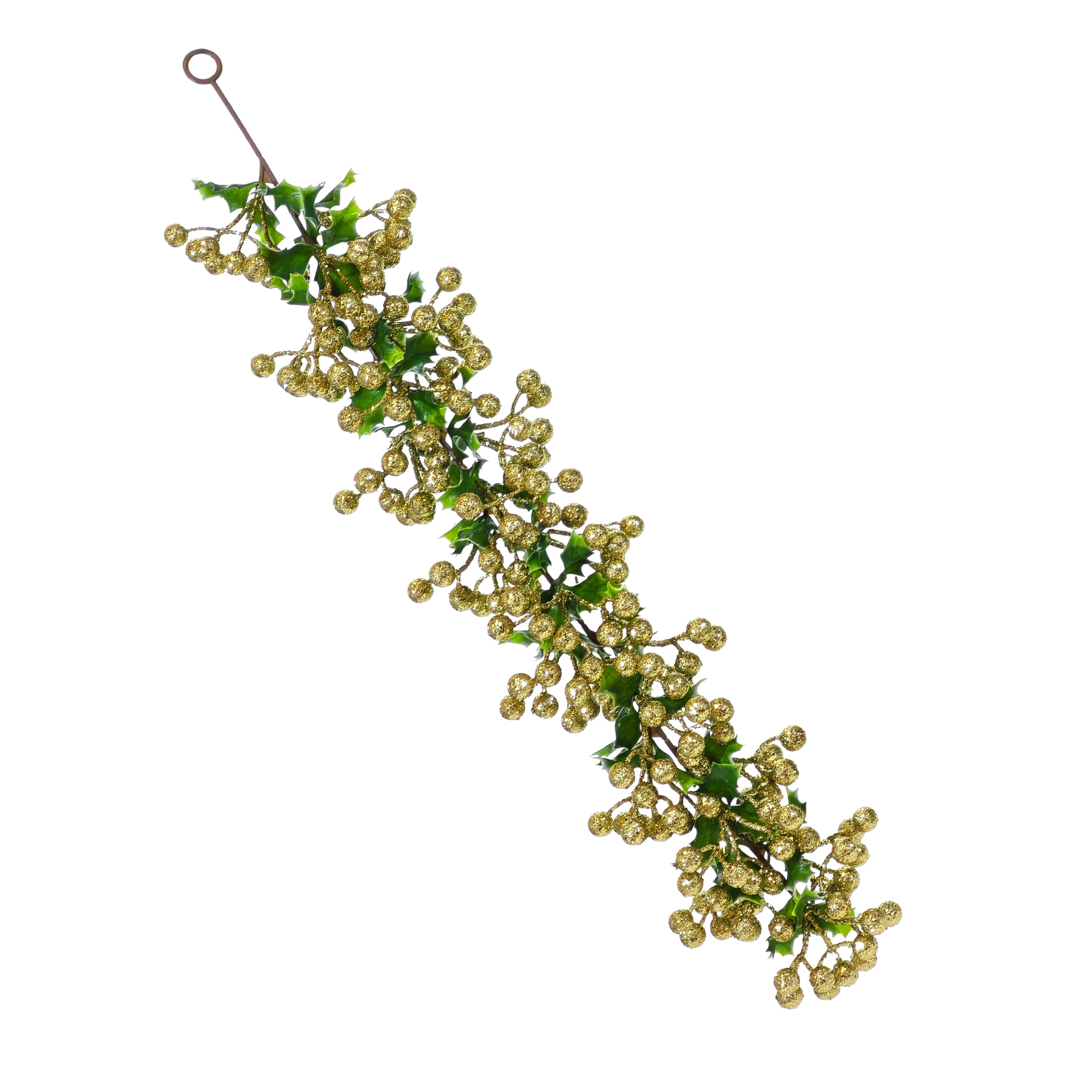 VESTIAMO CASA GRAN NATALE - Ramo Natalizio Decorativo Oro con Bacche e Foglie h65 cm