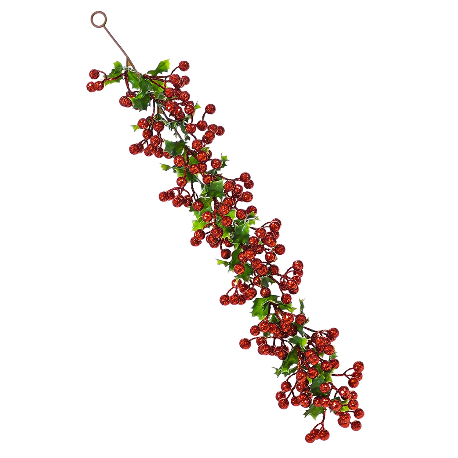 VESTIAMO CASA GRAN NATALE - Ramo Natalizio Decorativo Rosso con Bacche e Foglie h65 cm