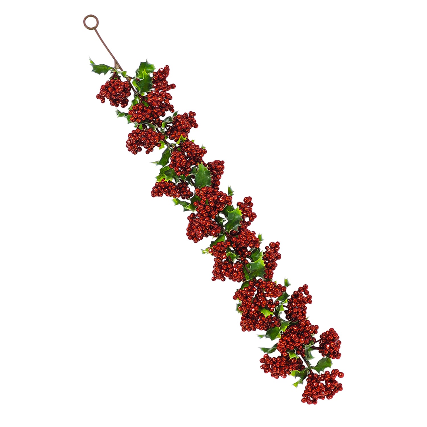 VESTIAMO CASA GRAN NATALE - Ramo Natalizio Decorativo Rosso con Bacche e Foglie h65 cm