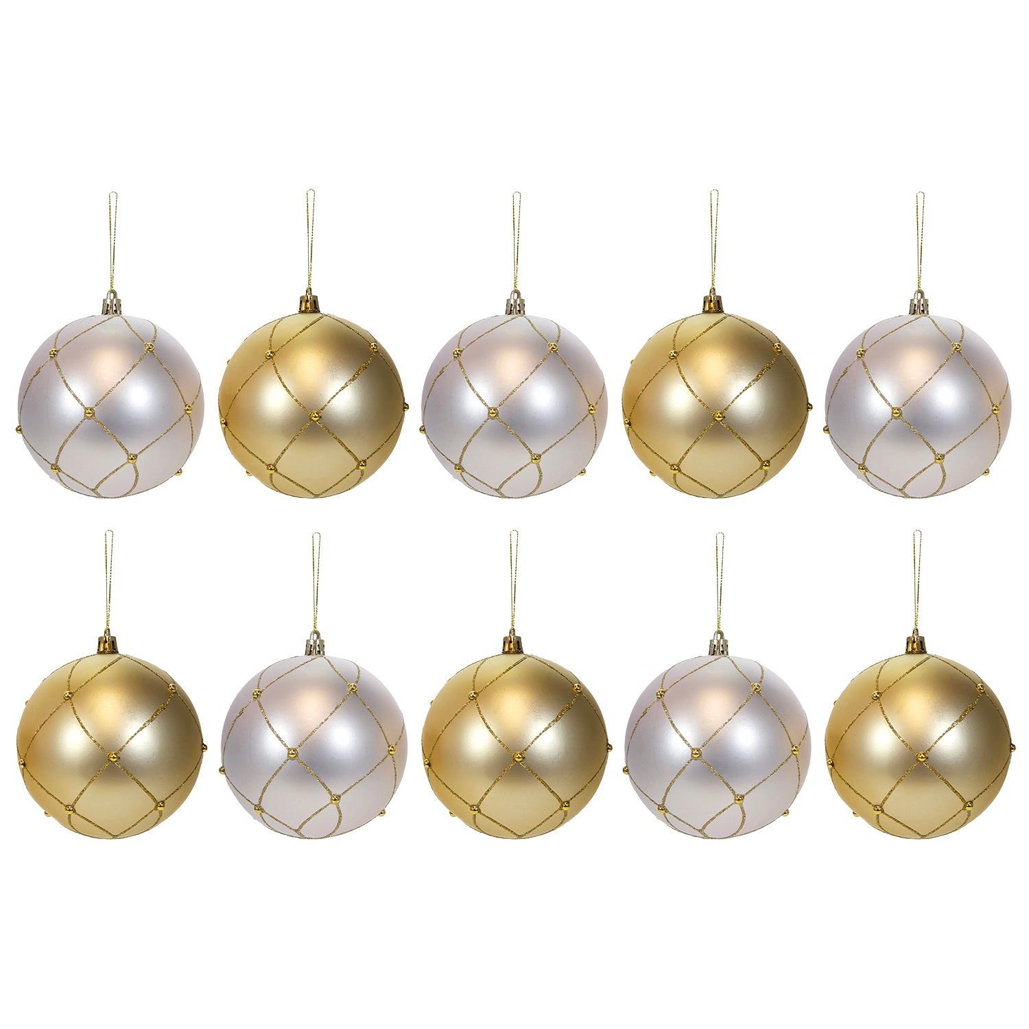 VESTIAMO CASA GRAN NATALE - Set 10 Palline di Natale Oro e Bianco Infrangibili diametro 6 cm