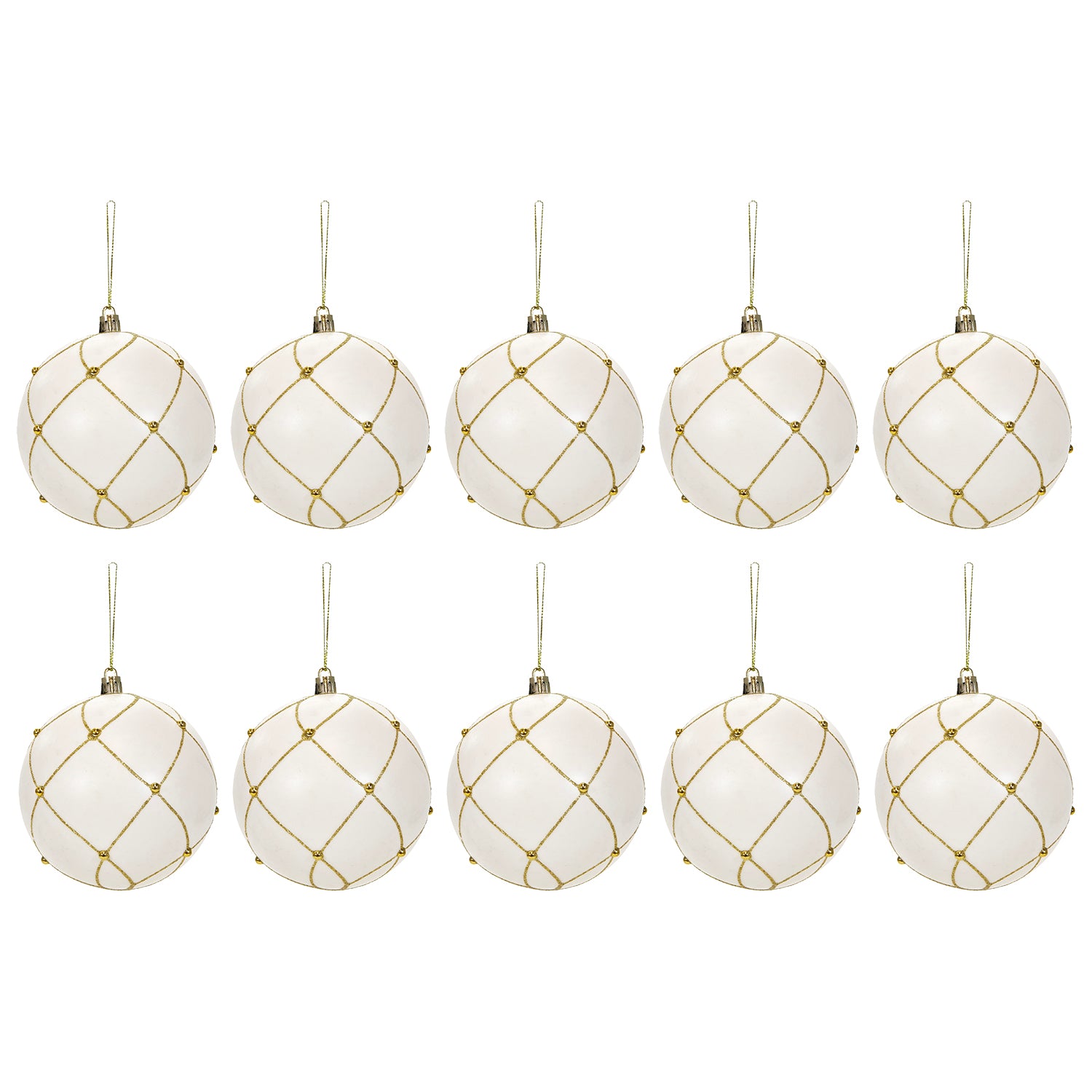 VESTIAMO CASA GRAN NATALE - Set 10 Palline di Natale Oro e Bianco Infrangibili diametro 6 cm