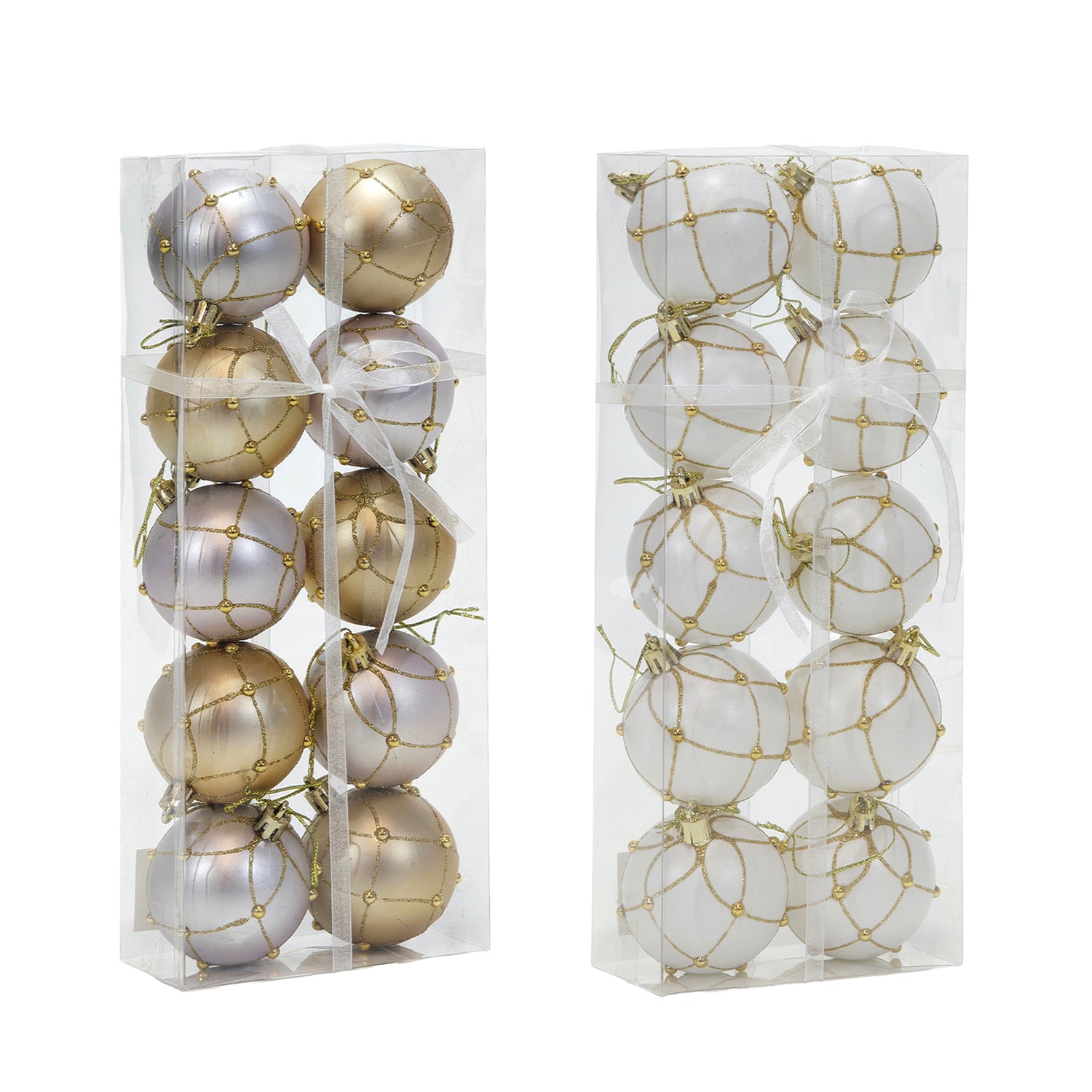 VESTIAMO CASA GRAN NATALE - Set 10 Palline di Natale Oro e Bianco Infrangibili diametro 6 cm
