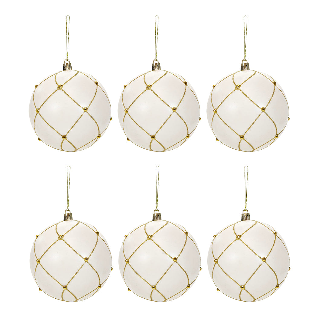 VESTIAMO CASA GRAN NATALE - Set 6 Palline di Natale Oro e Bianco Infrangibili diametro 8 cm