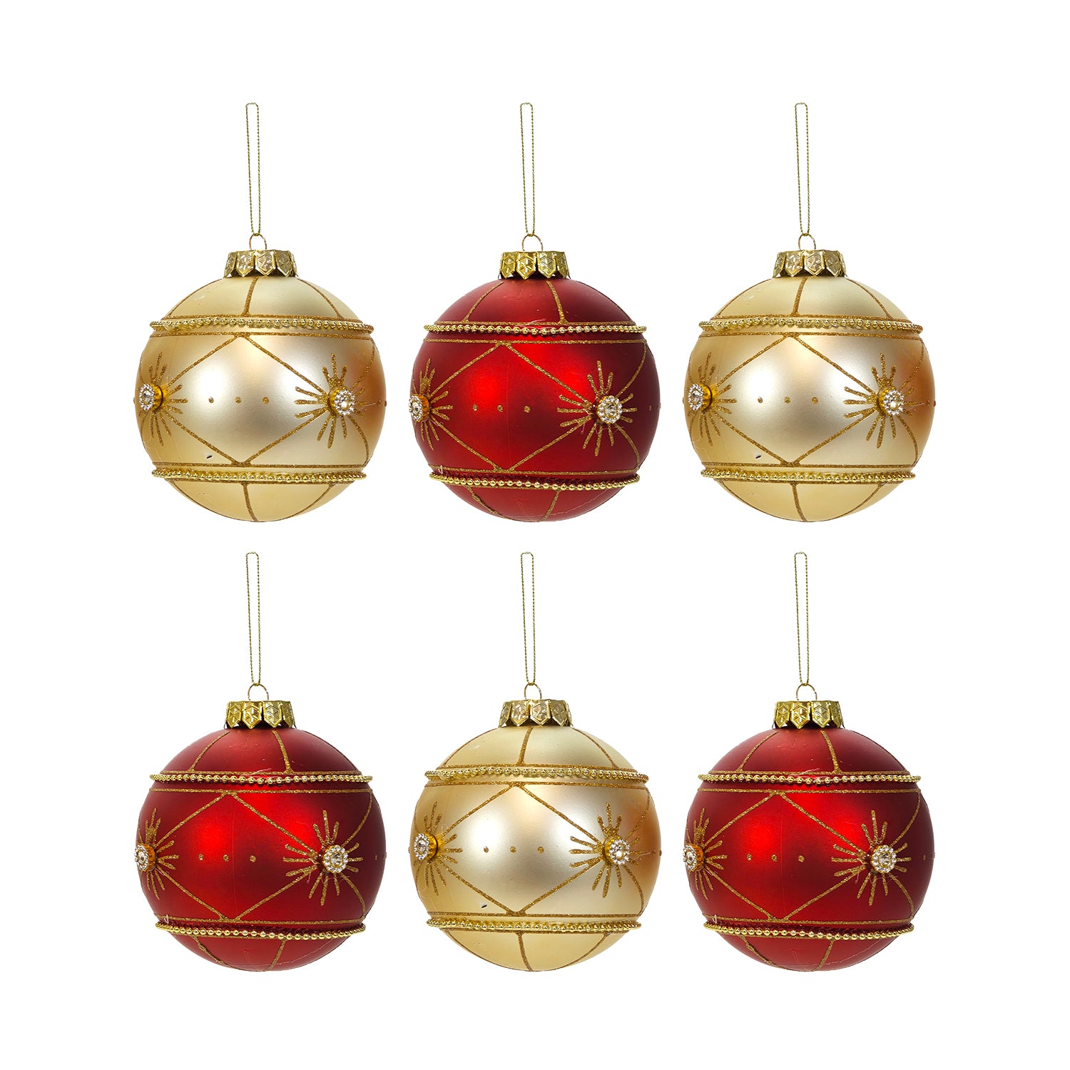 VESTIAMO CASA GRAN NATALE - Set 6 Palline di Natale Rosso e Oro Infrangibili diametro 8 cm